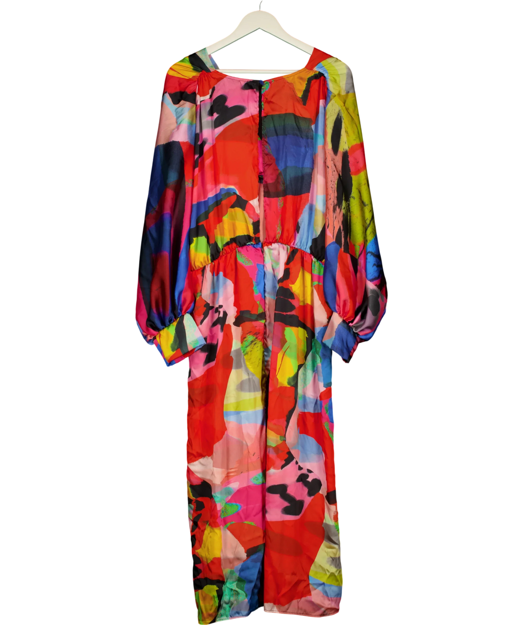 River Island Multicoloured Vibrant Abstract Print Wide Sleeve Maxi Dress, size UK 20 — back