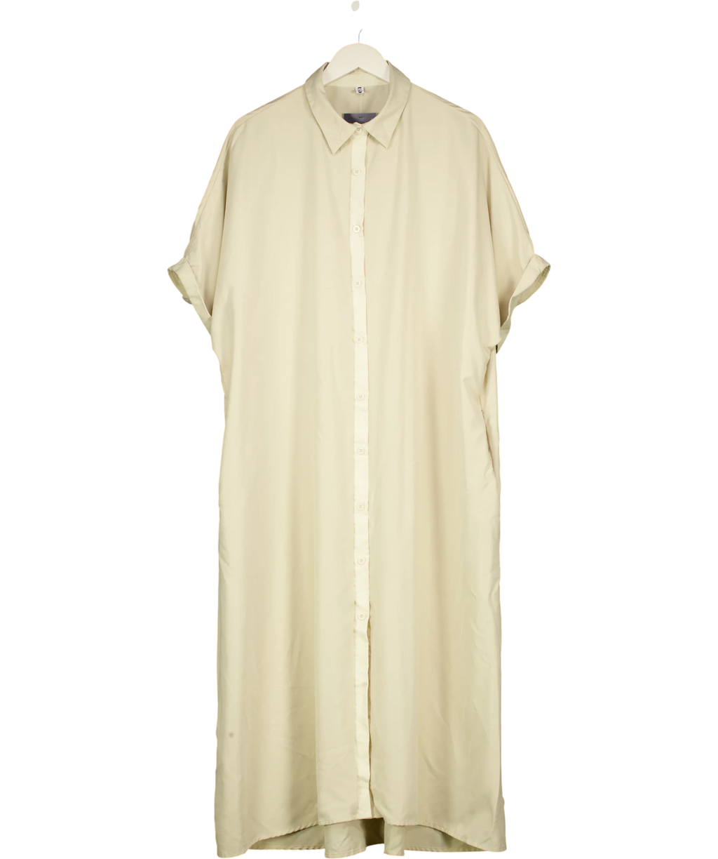 UOOZEE Beige Beige Short Sleeve Shirt Dress, size UK XXL — front