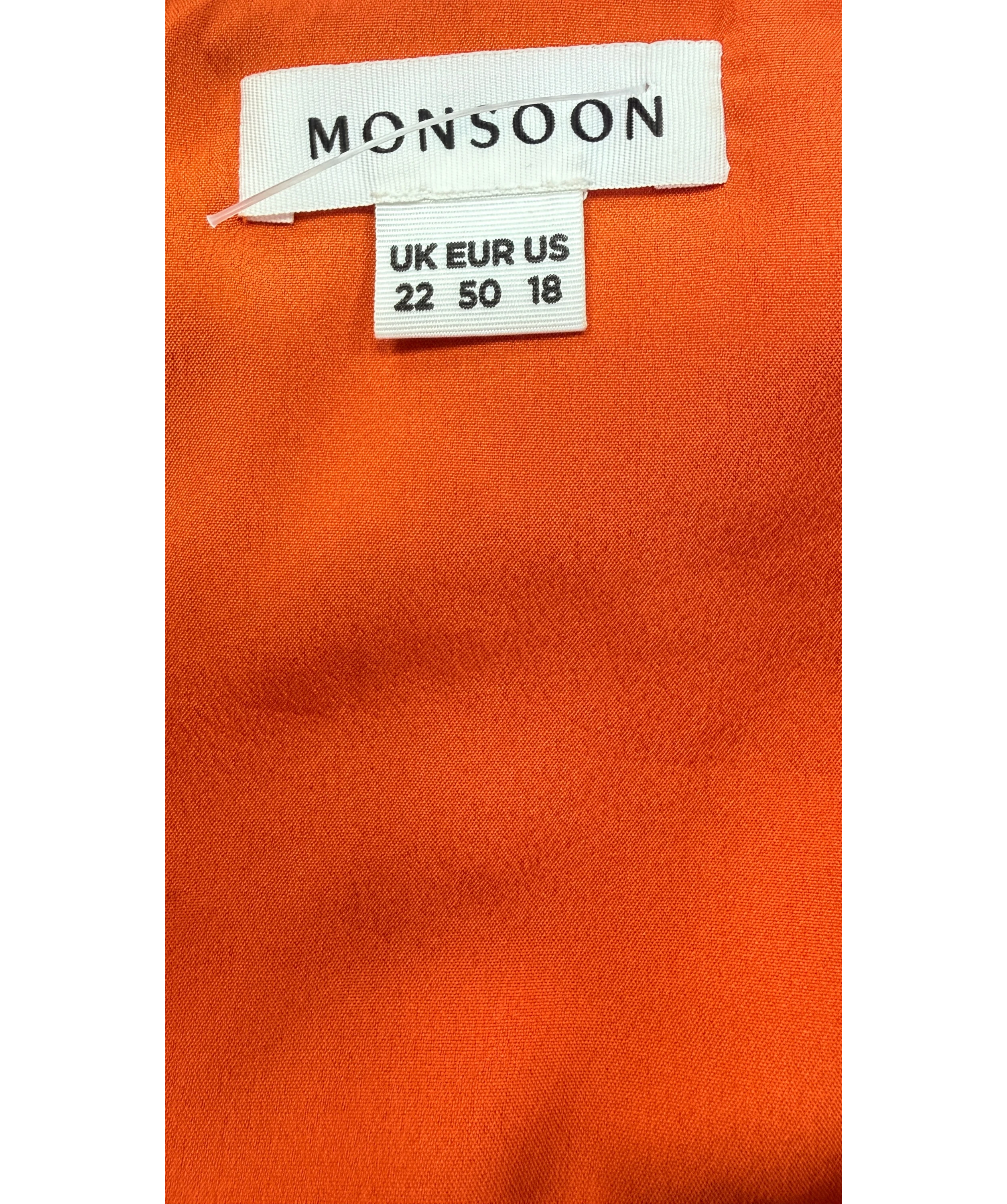 Monsoon Orange Mila Puff Sleeve Bow Jacket and Dress Set Orange, size UK 22 — detail