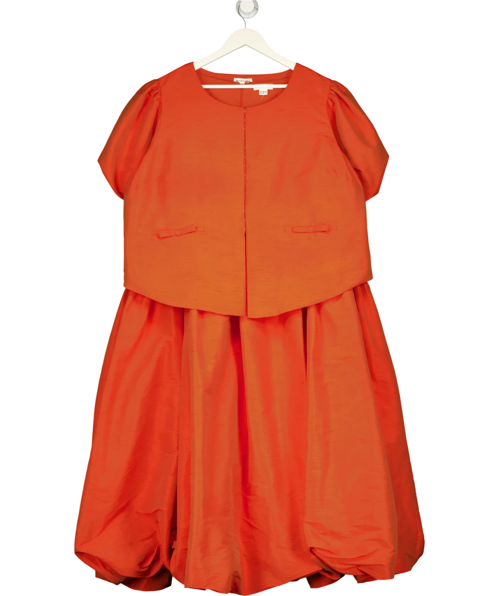 Monsoon Orange Mila Puff Sleeve Bow Jacket and Dress Set Orange, size UK 22 — front