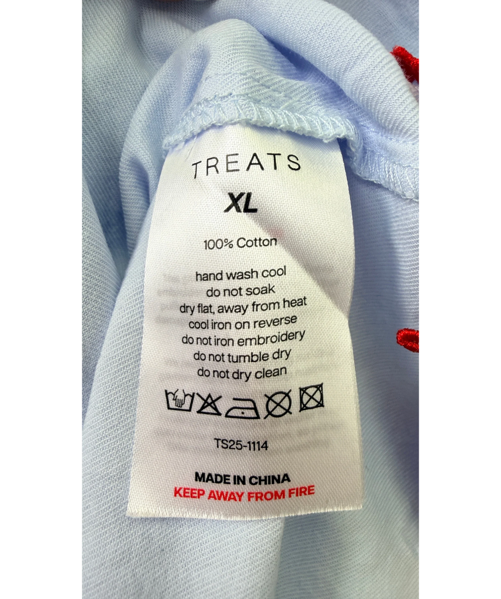 Treats Studio Blue Go To Bed Pyjamas Blue, size UK XL — label