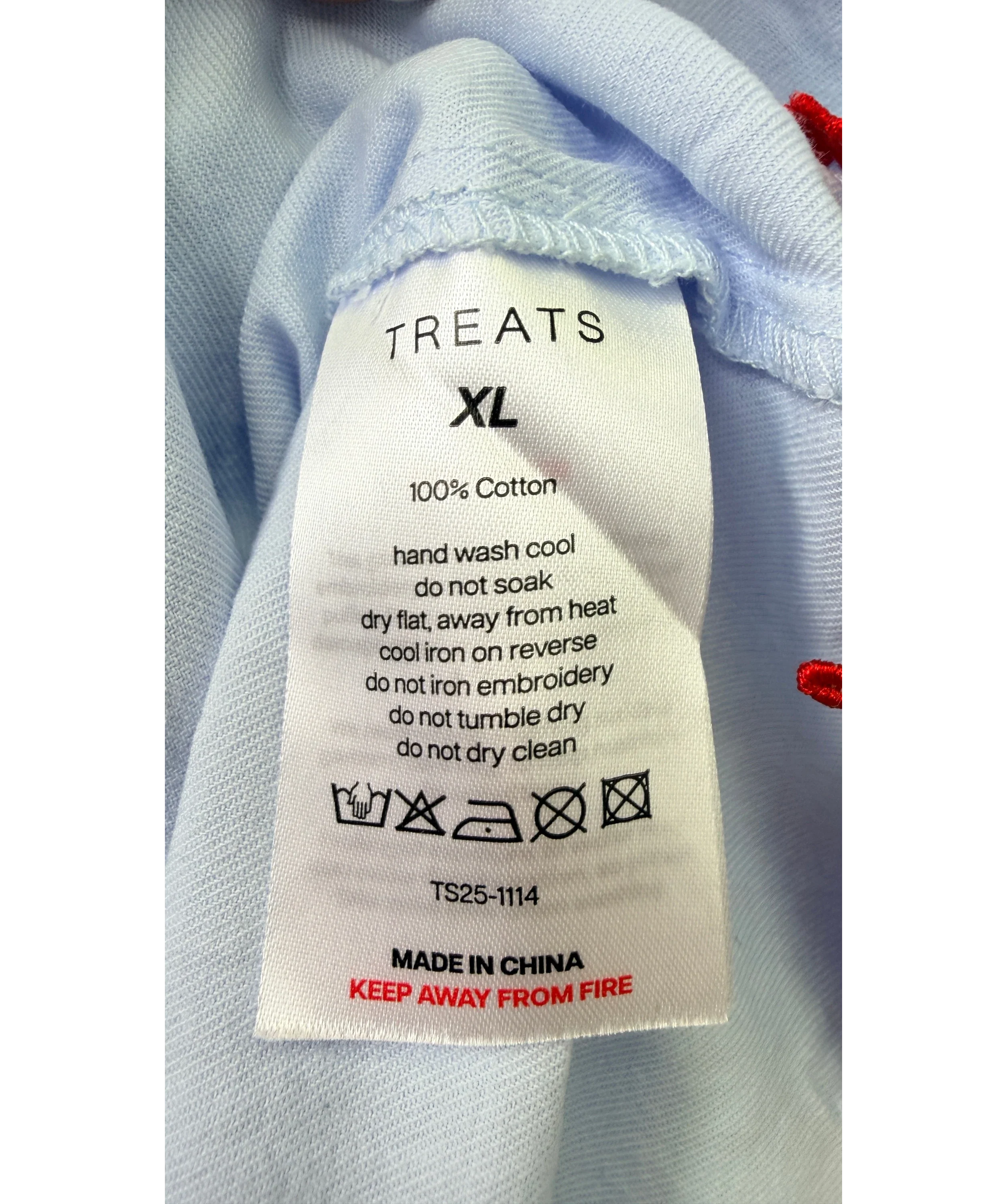 Treats Studio Blue Go To Bed Pyjamas Blue, size UK XL — label