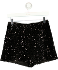 MANGO Black Sequin Shorts S UK S — Front
