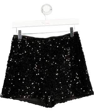 MANGO Black Sequin Shorts S UK S