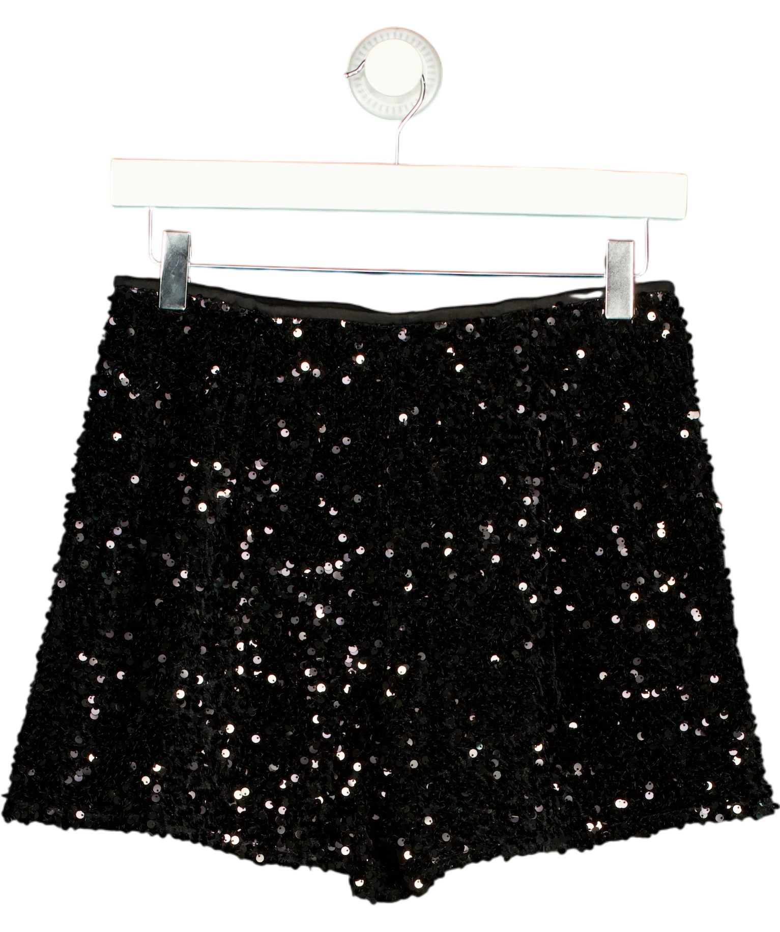 MANGO Black Sequin Shorts S UK S — Back