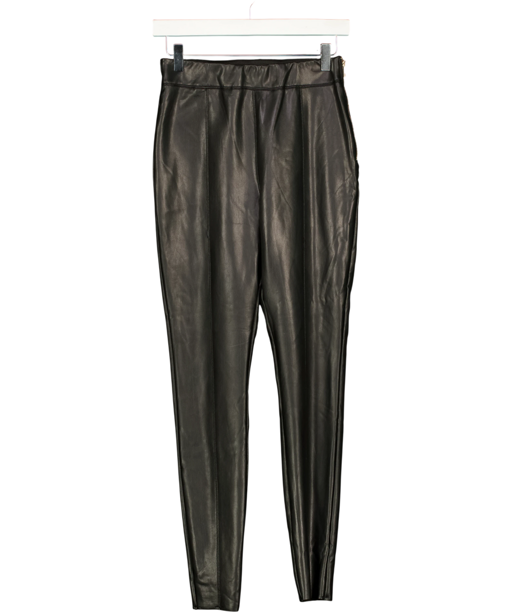 River Island Black Faux Leather Leggings UK 8 — Front