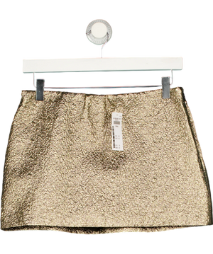 ABERCROMBIE & FITCH Gold Metallic Textured Mini Skort UK XS