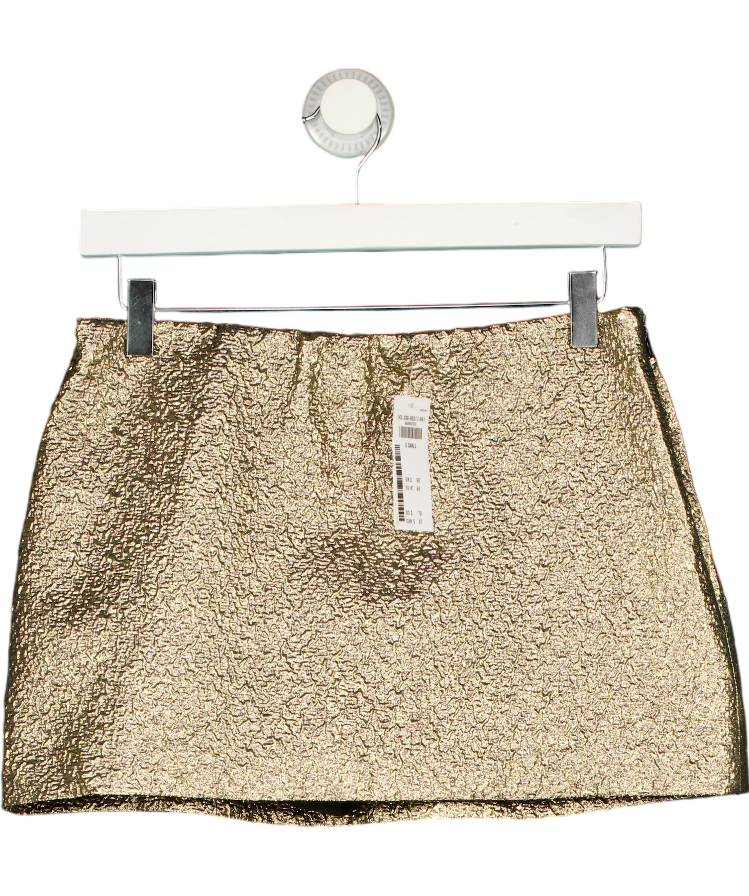 ABERCROMBIE & FITCH Gold Metallic Textured Mini Skort UK XS — Front