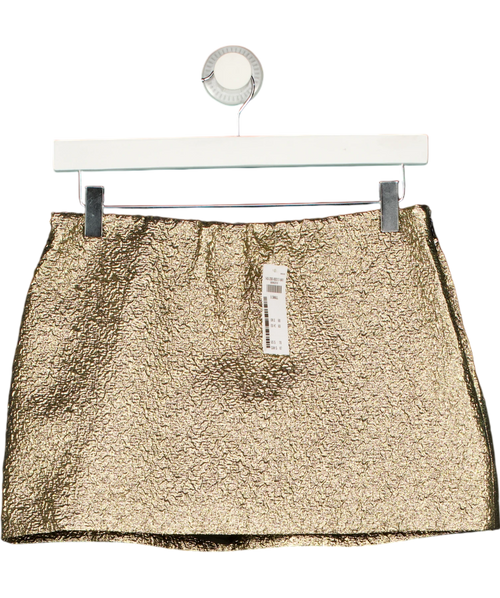 ABERCROMBIE & FITCH Gold Metallic Textured Mini Skort UK XS — Front
