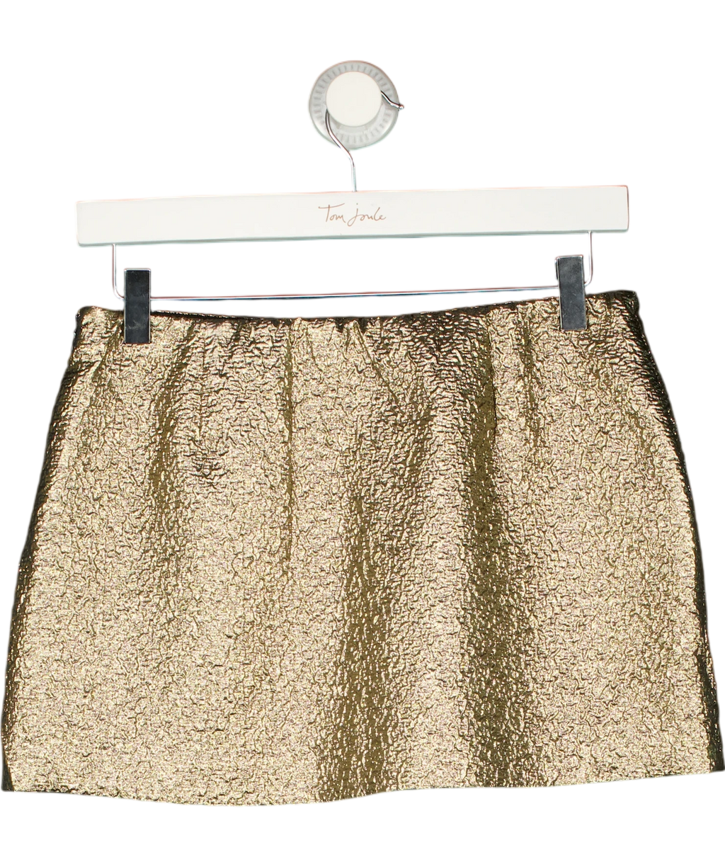 ABERCROMBIE & FITCH Gold Metallic Textured Mini Skort UK XS — Back