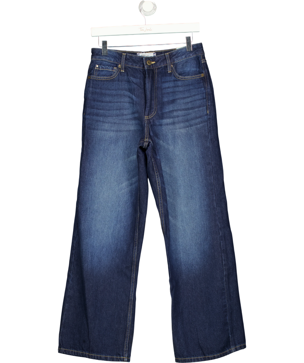 River Island Indigo Blue Relaxed Straight Leg Jeans - Short UK 8 — Front