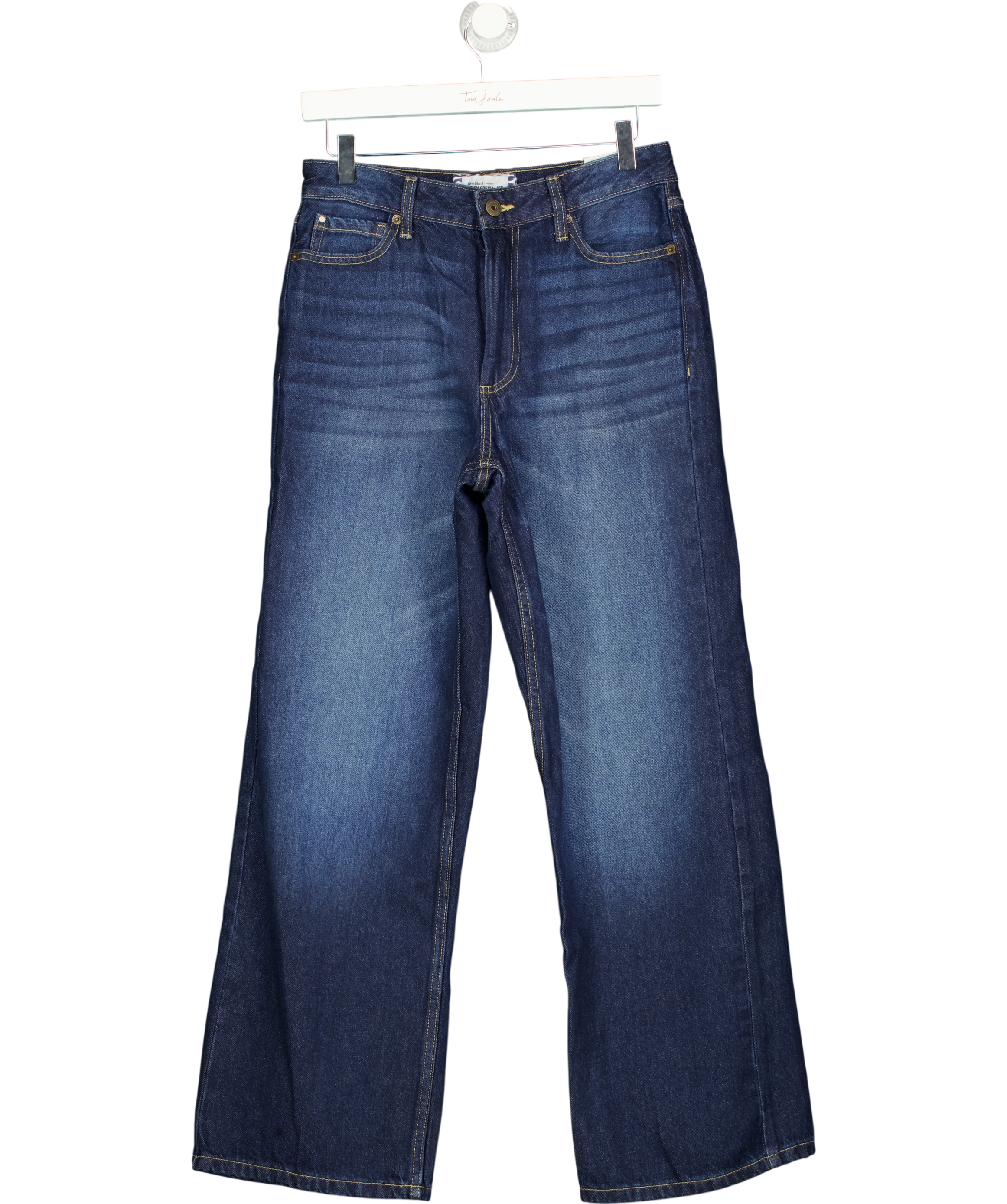 River Island Indigo Blue Relaxed Straight Leg Jeans - Short UK 8 — Front