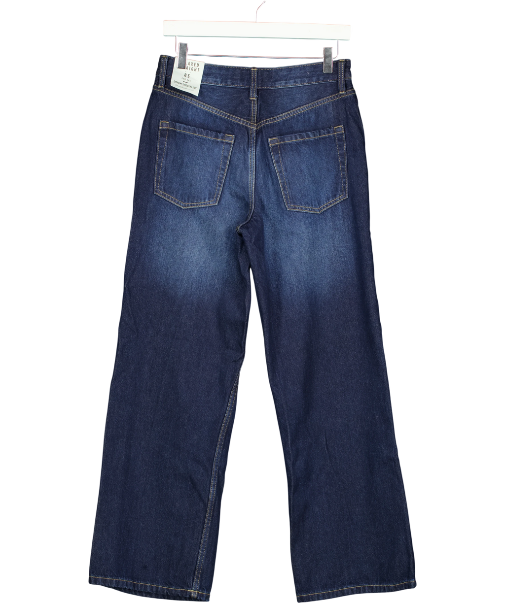 River Island Indigo Blue Relaxed Straight Leg Jeans - Short UK 8 — Back