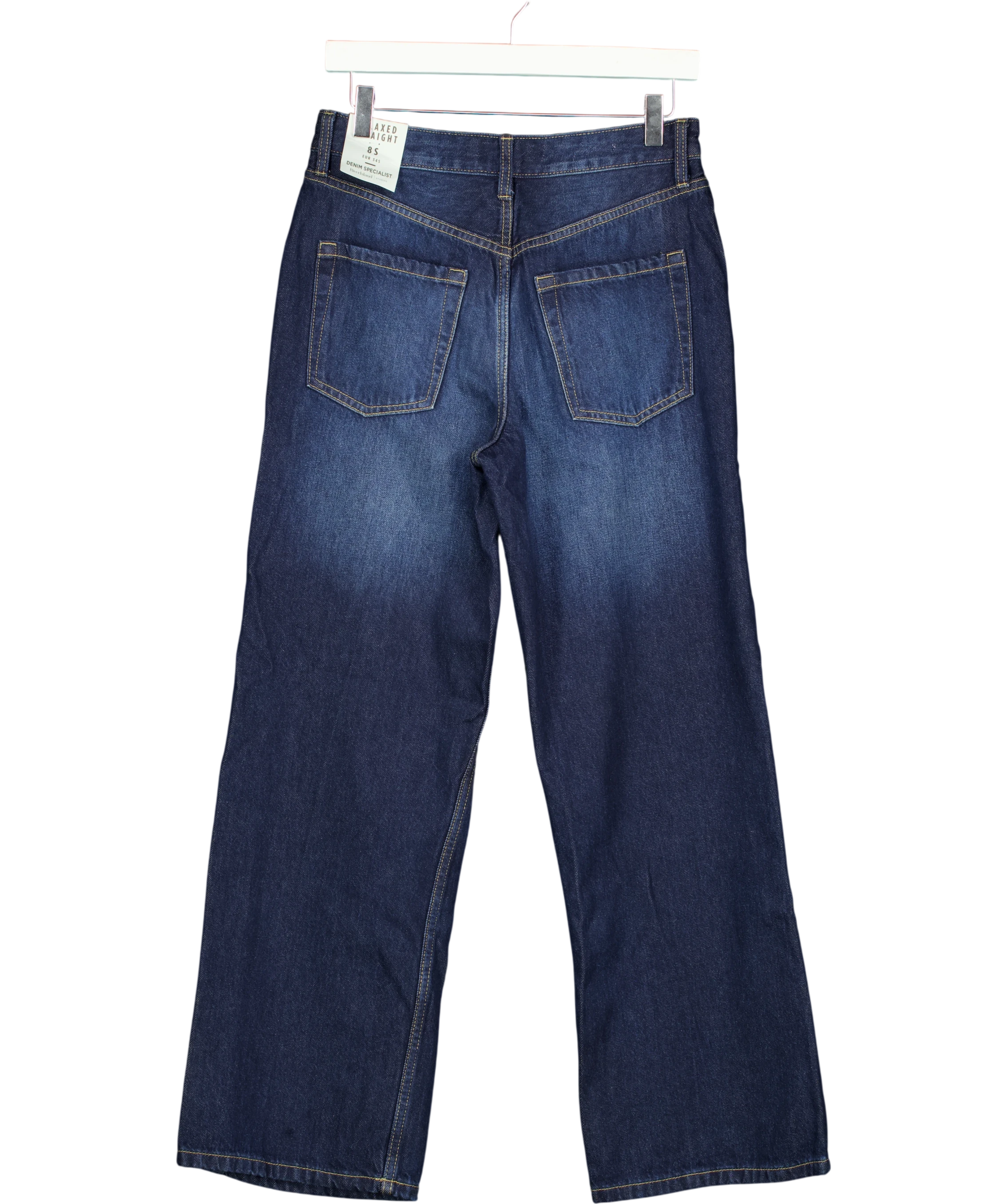 River Island Indigo Blue Relaxed Straight Leg Jeans - Short UK 8 — Back