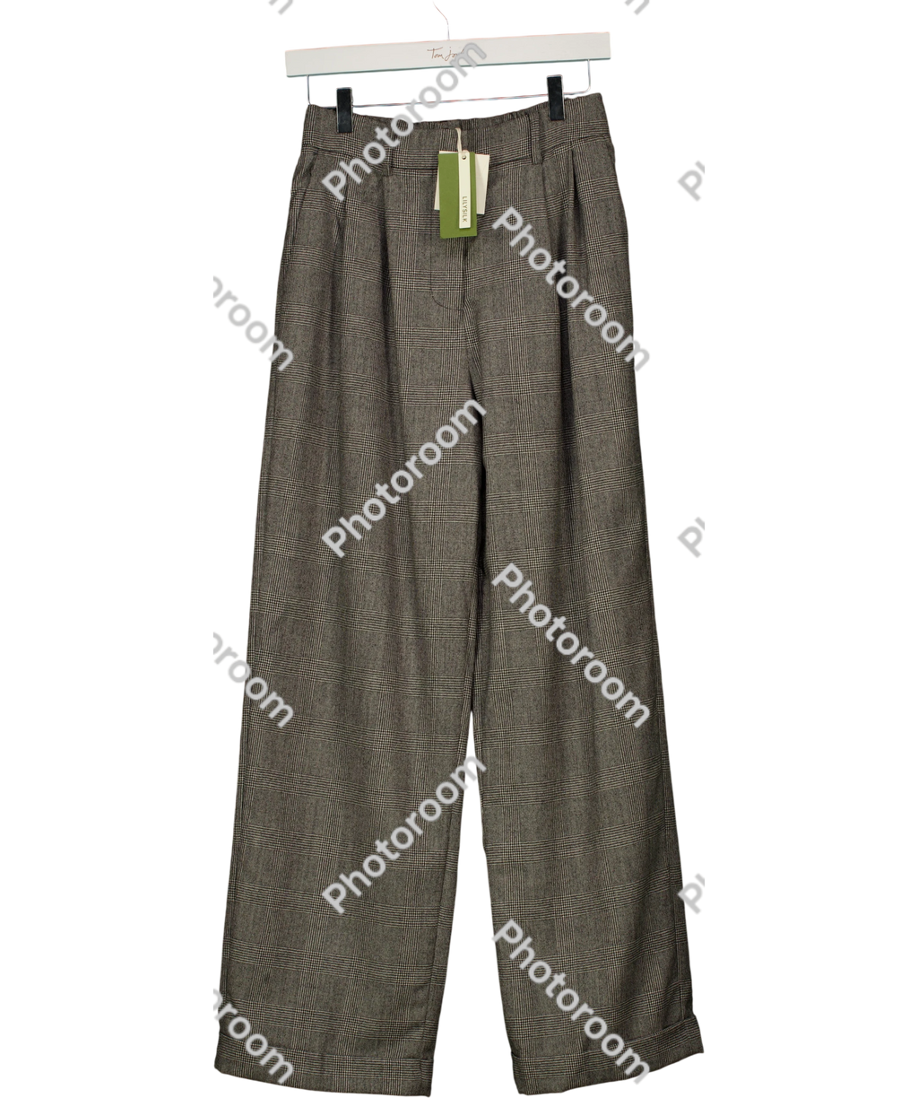 LILYSILK Grey Wide Leg Wool-flannel Suit Trousers UK 6 — Front