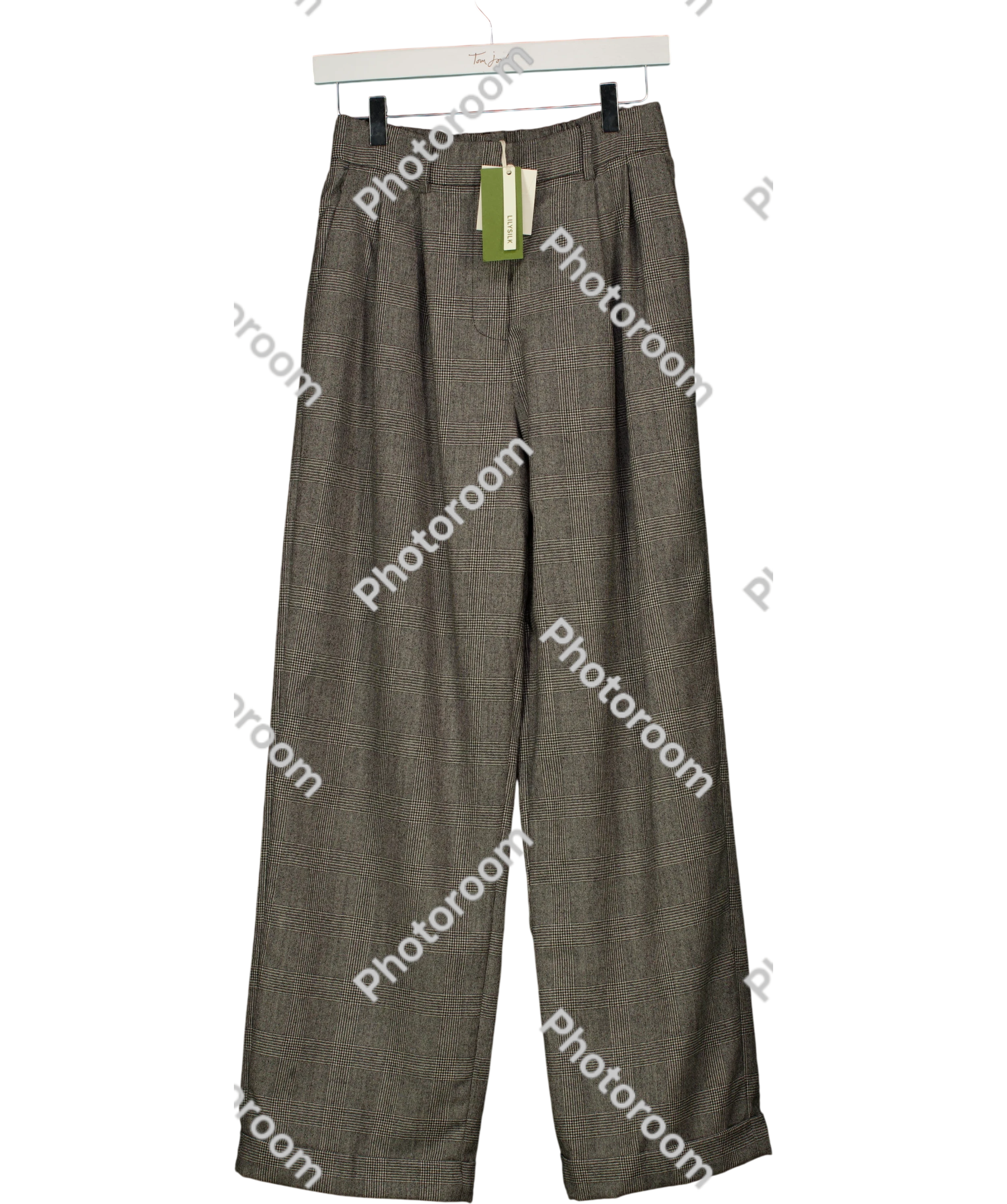 LILYSILK Grey Wide Leg Wool-flannel Suit Trousers UK 6 — Front