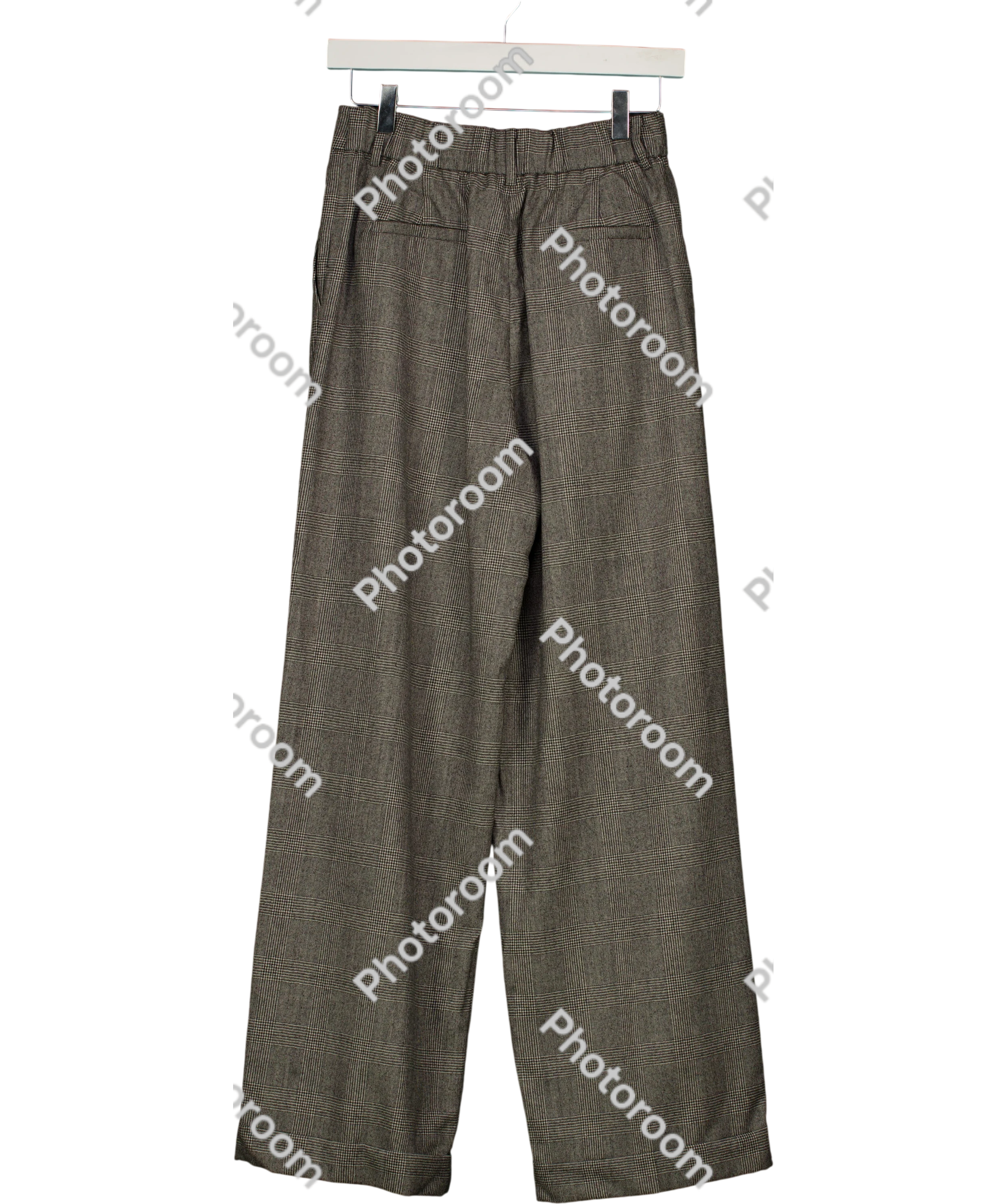 LILYSILK Grey Wide Leg Wool-flannel Suit Trousers UK 6 — Back