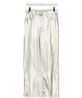 ABERCROMBIE & FITCH The '90s Relaxed High Rise Metallic Silver Faux Leather Jeans 27 Short UK 8