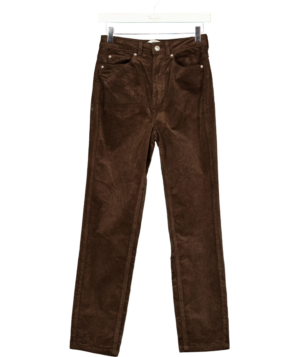 M&S Cord Straight Leg Trousers Bitter Chocolate Brown - Short UK 8