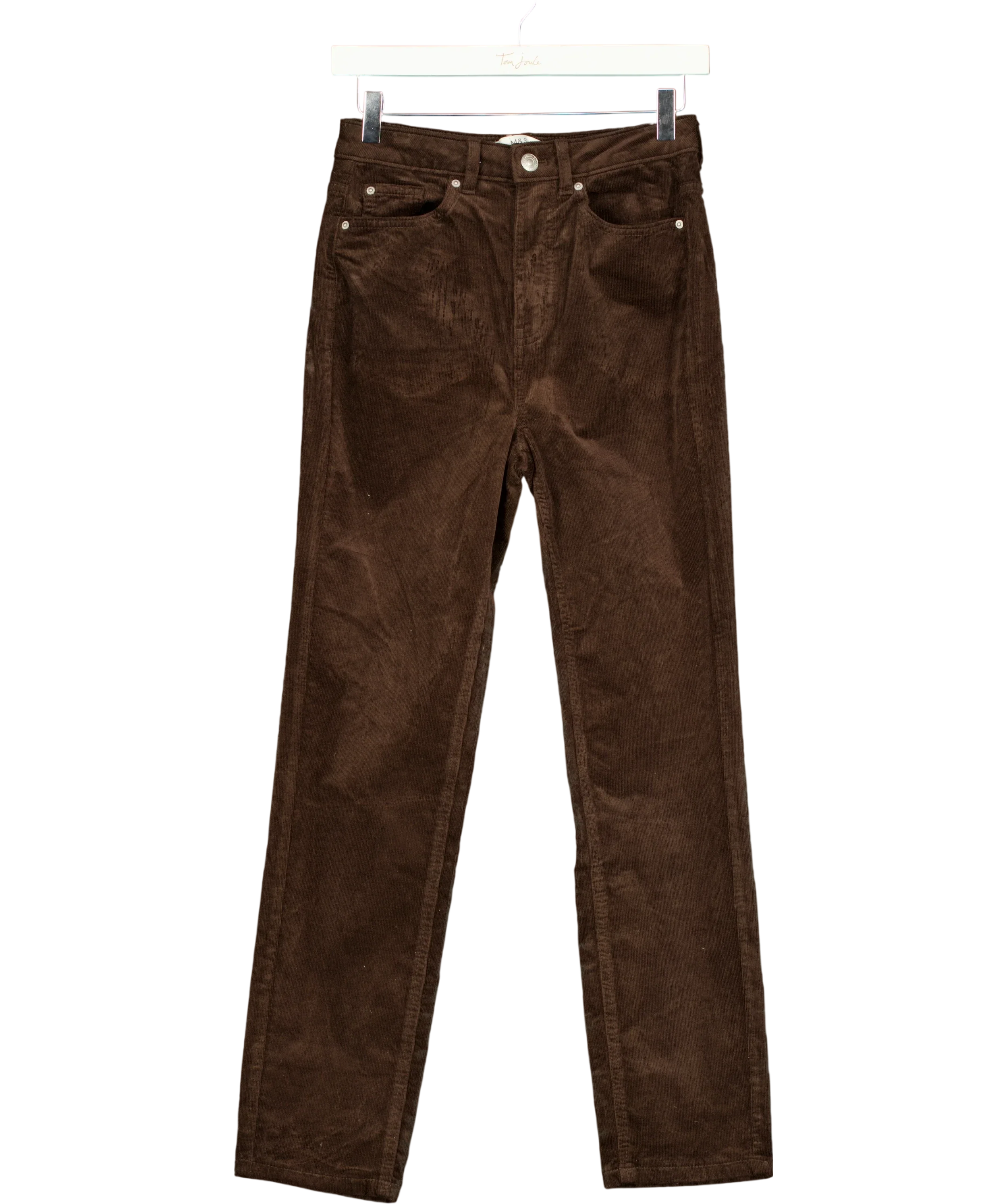 M&S Cord Straight Leg Trousers Bitter Chocolate Brown - Short UK 8