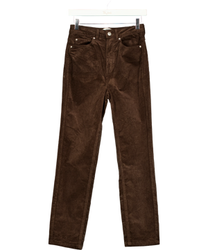 M&S Cord Straight Leg Trousers Bitter Chocolate Brown - Short UK 8