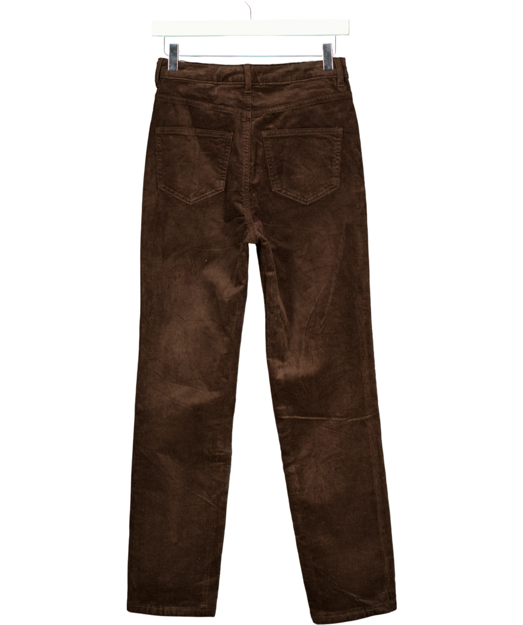 M&S Cord Straight Leg Trousers Bitter Chocolate Brown - Short UK 8
