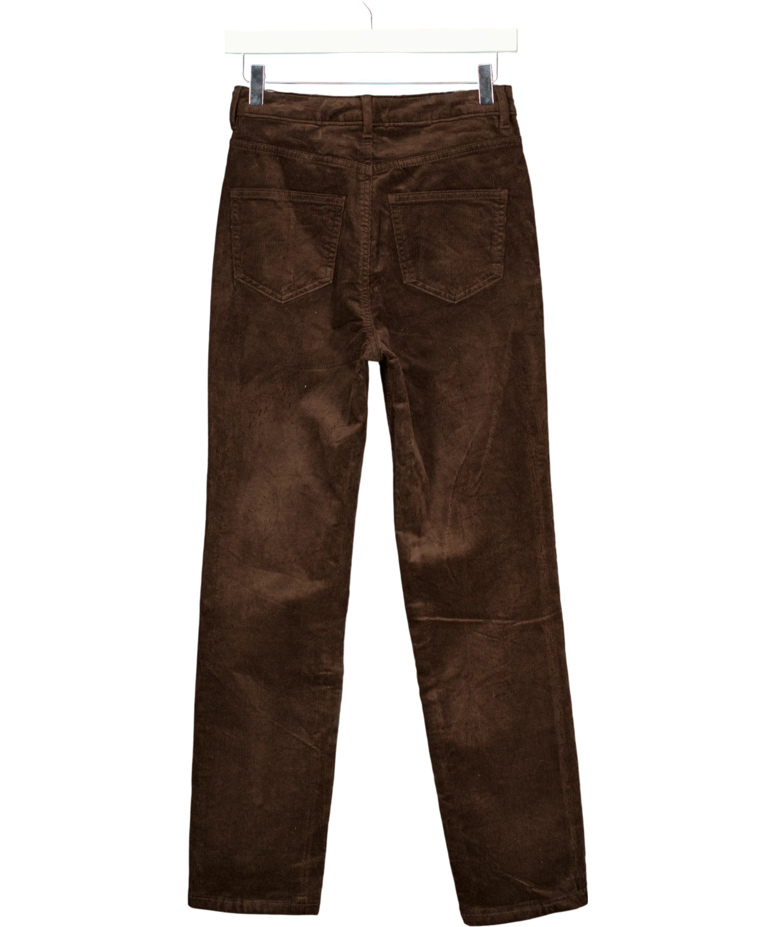 M&S Cord Straight Leg Trousers Bitter Chocolate Brown - Short UK 8