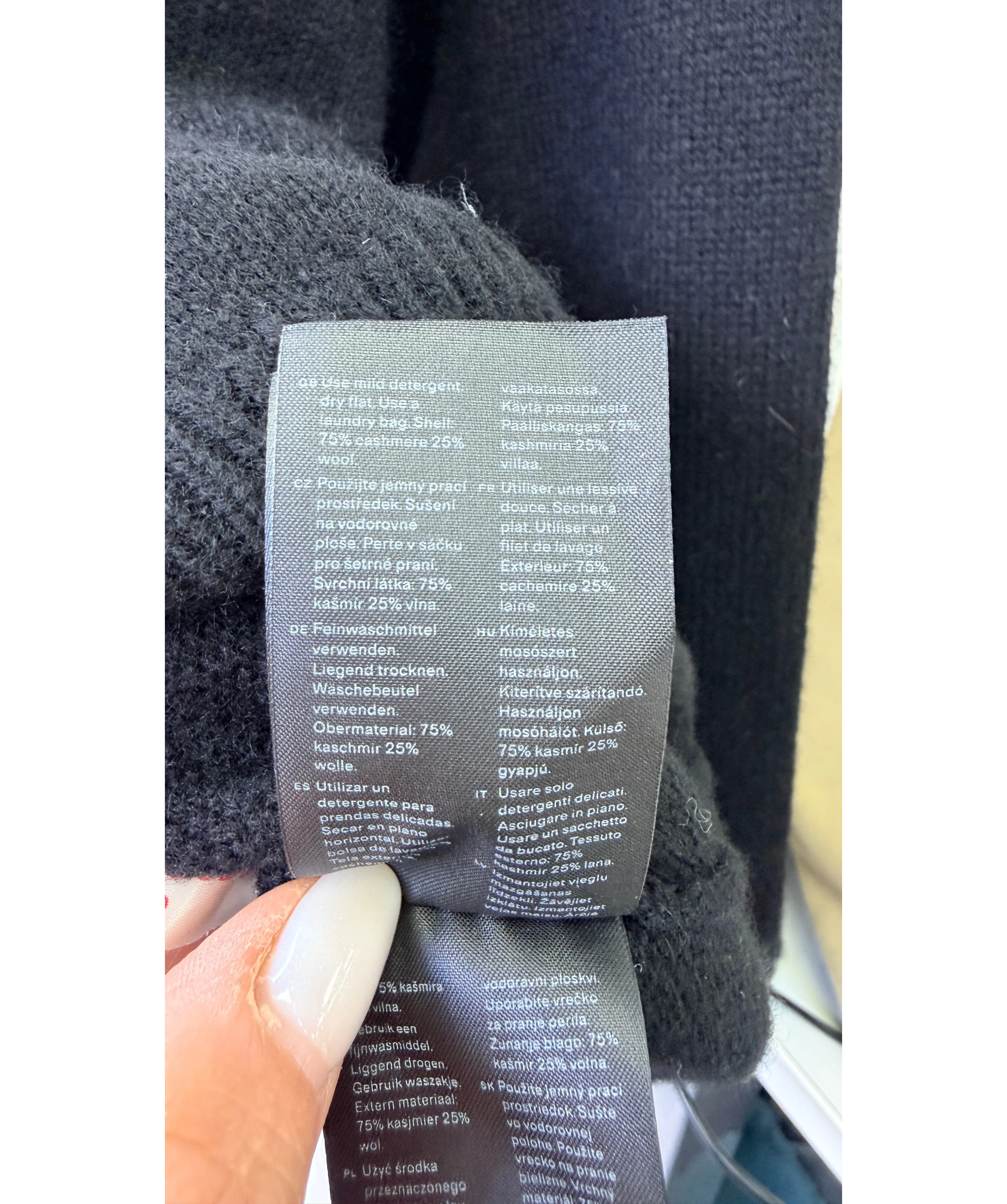 ARKET Black Raglan-sleeve Cashmere Roll-neck Jumper UK S