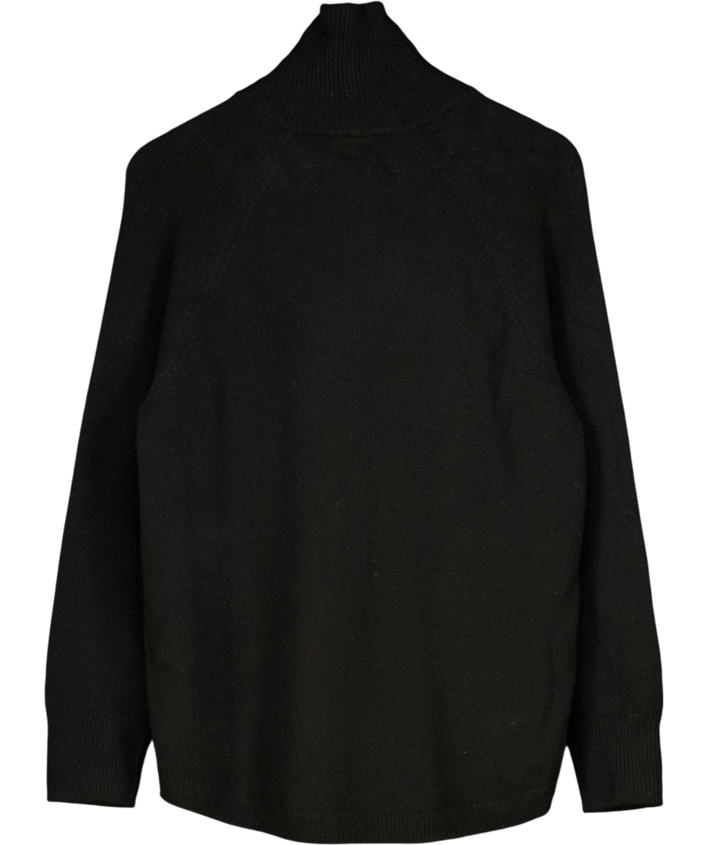 ARKET Black Raglan-sleeve Cashmere Roll-neck Jumper UK S