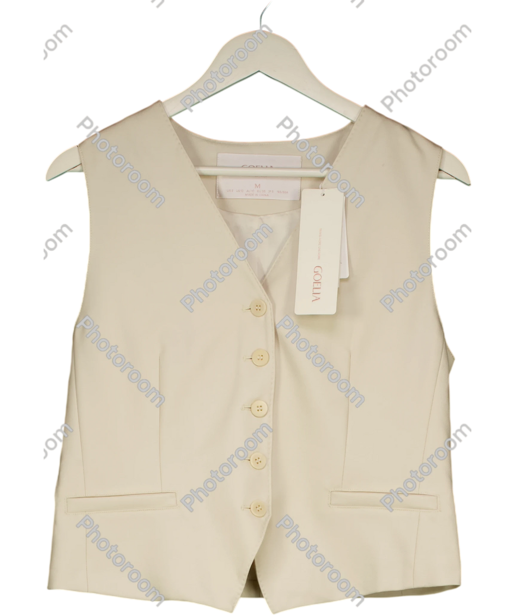 GOELIA Cream Worsted Wool Single-breasted Tailored Vest UK M — Front