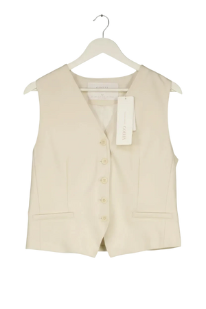 GOELIA Cream Worsted Wool Single-breasted Tailored Vest UK M