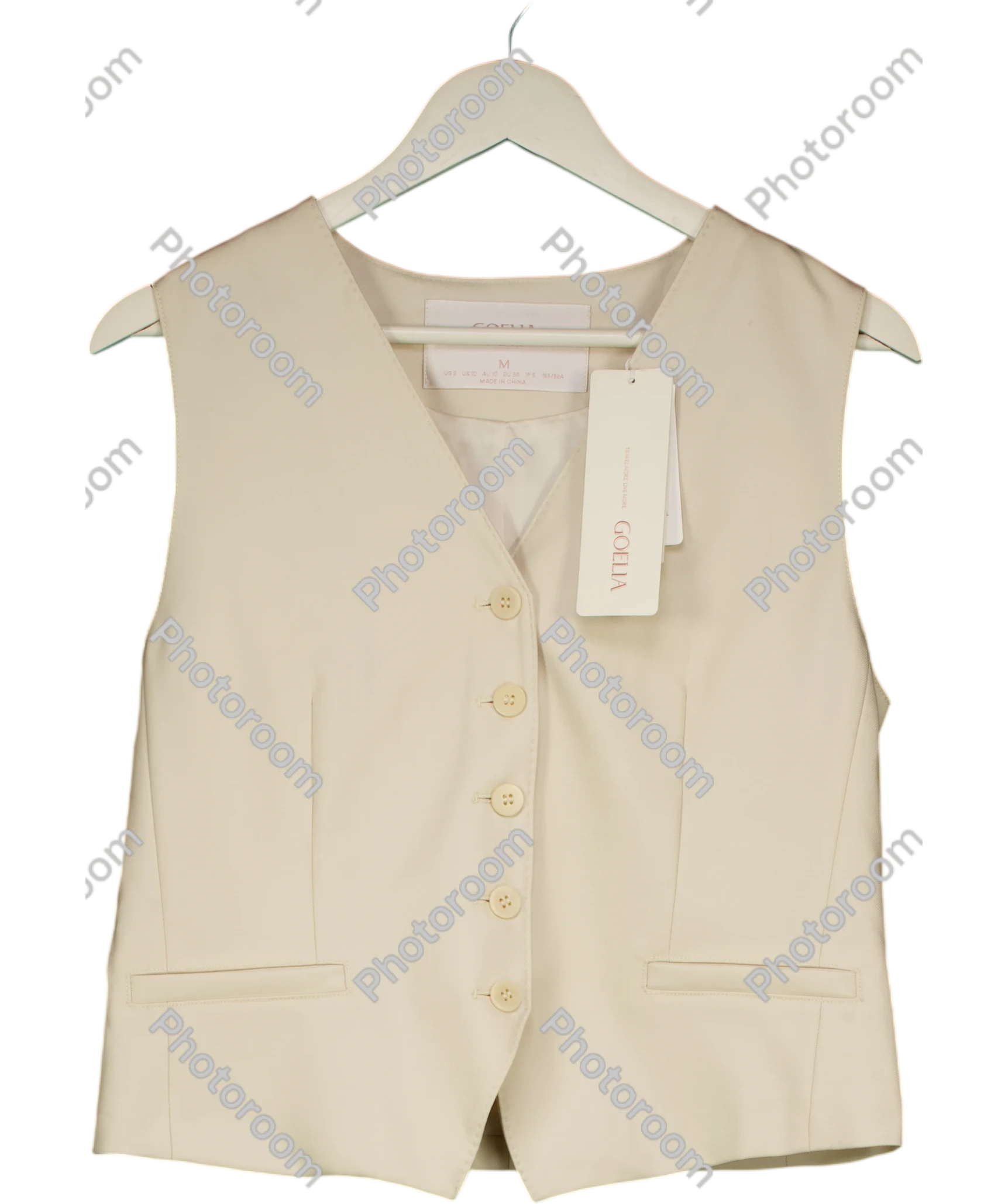GOELIA Cream Worsted Wool Single-breasted Tailored Vest UK M — Front