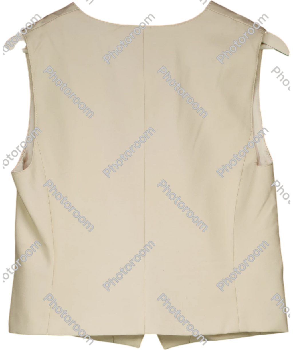 GOELIA Cream Worsted Wool Single-breasted Tailored Vest UK M — Back