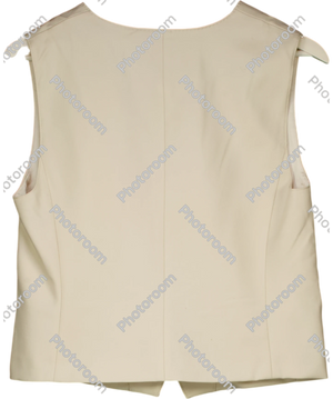 GOELIA Cream Worsted Wool Single-breasted Tailored Vest UK M