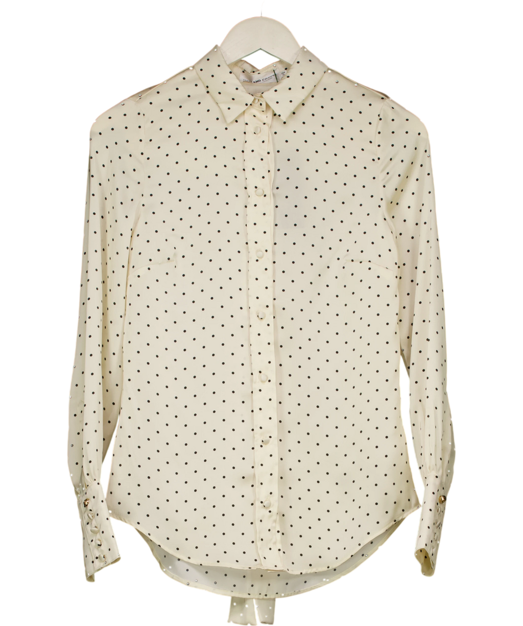 HOLLAND COOPER Penny Satin Shirt Cream Polka Dot UK 6 — Front