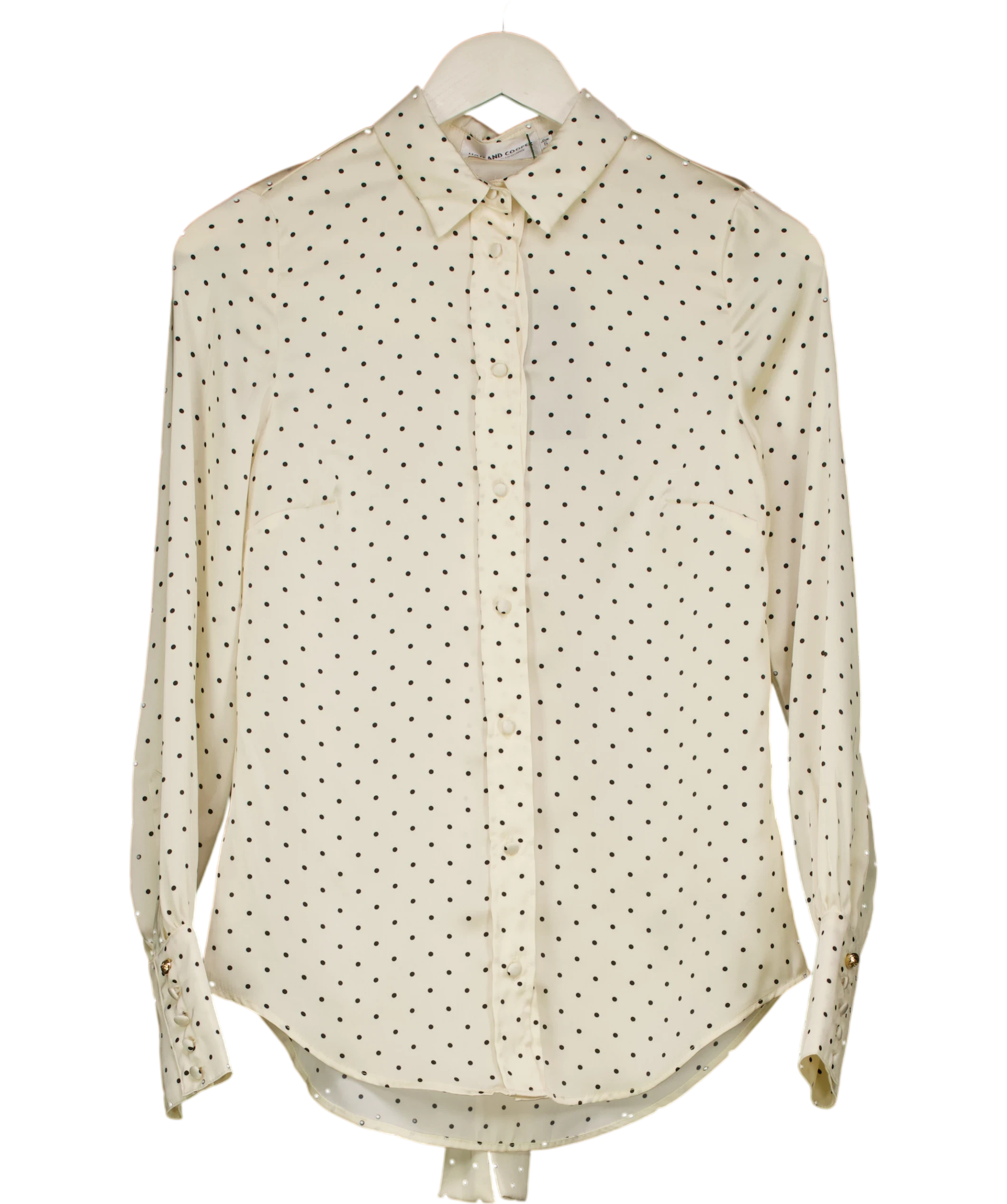 HOLLAND COOPER Penny Satin Shirt Cream Polka Dot UK 6 — Front