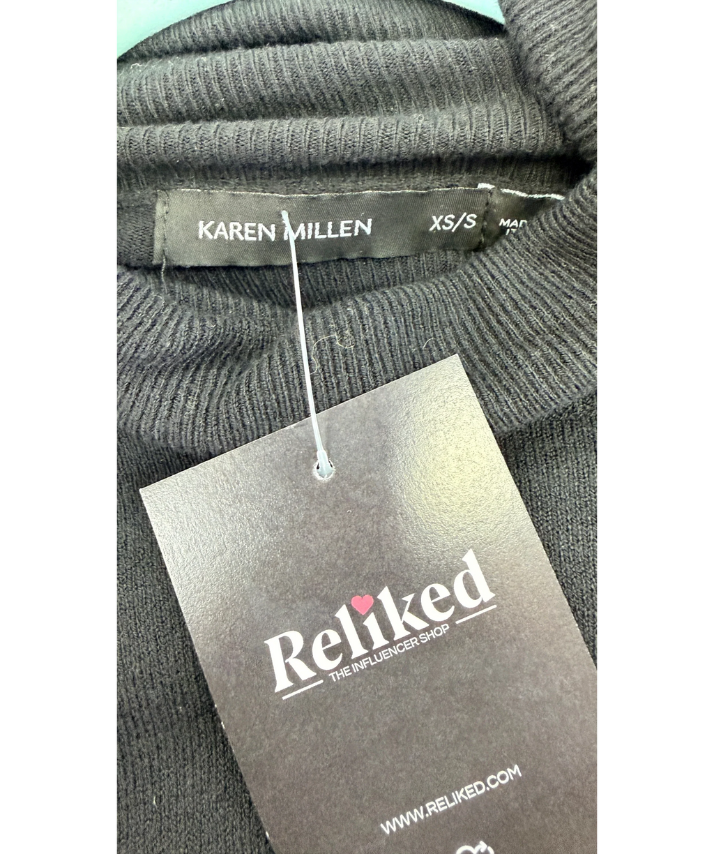 KAREN MILLEN Essential Roll Neck Jumper Black UK XS/S