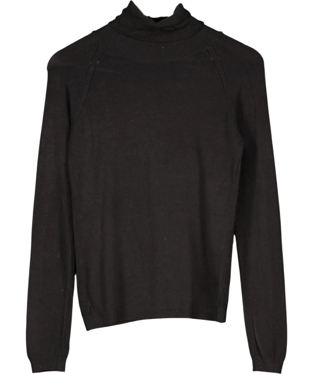 KAREN MILLEN Essential Roll Neck Jumper Black UK XS/S