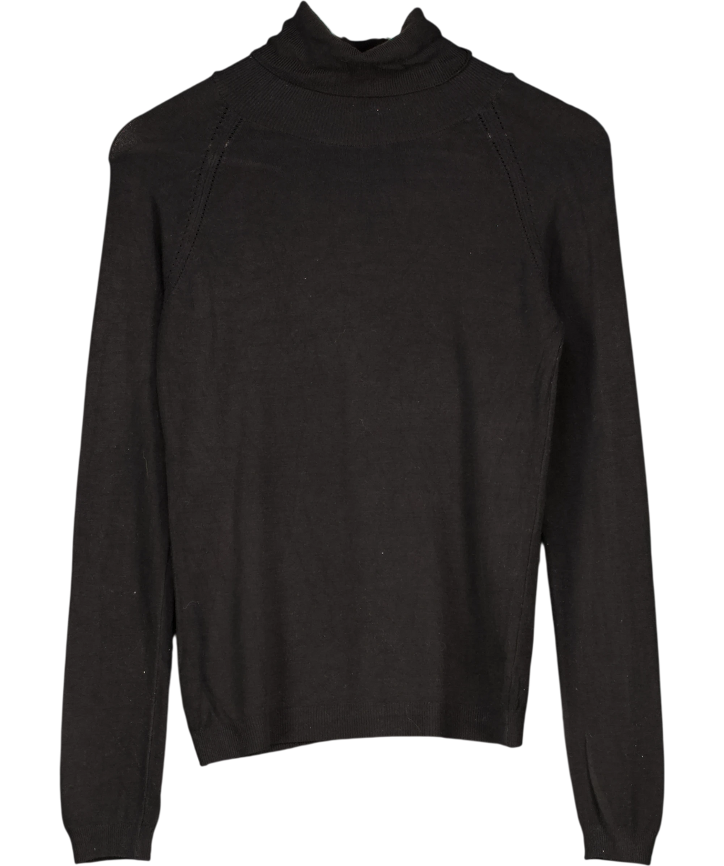 KAREN MILLEN Essential Roll Neck Jumper Black UK XS/S