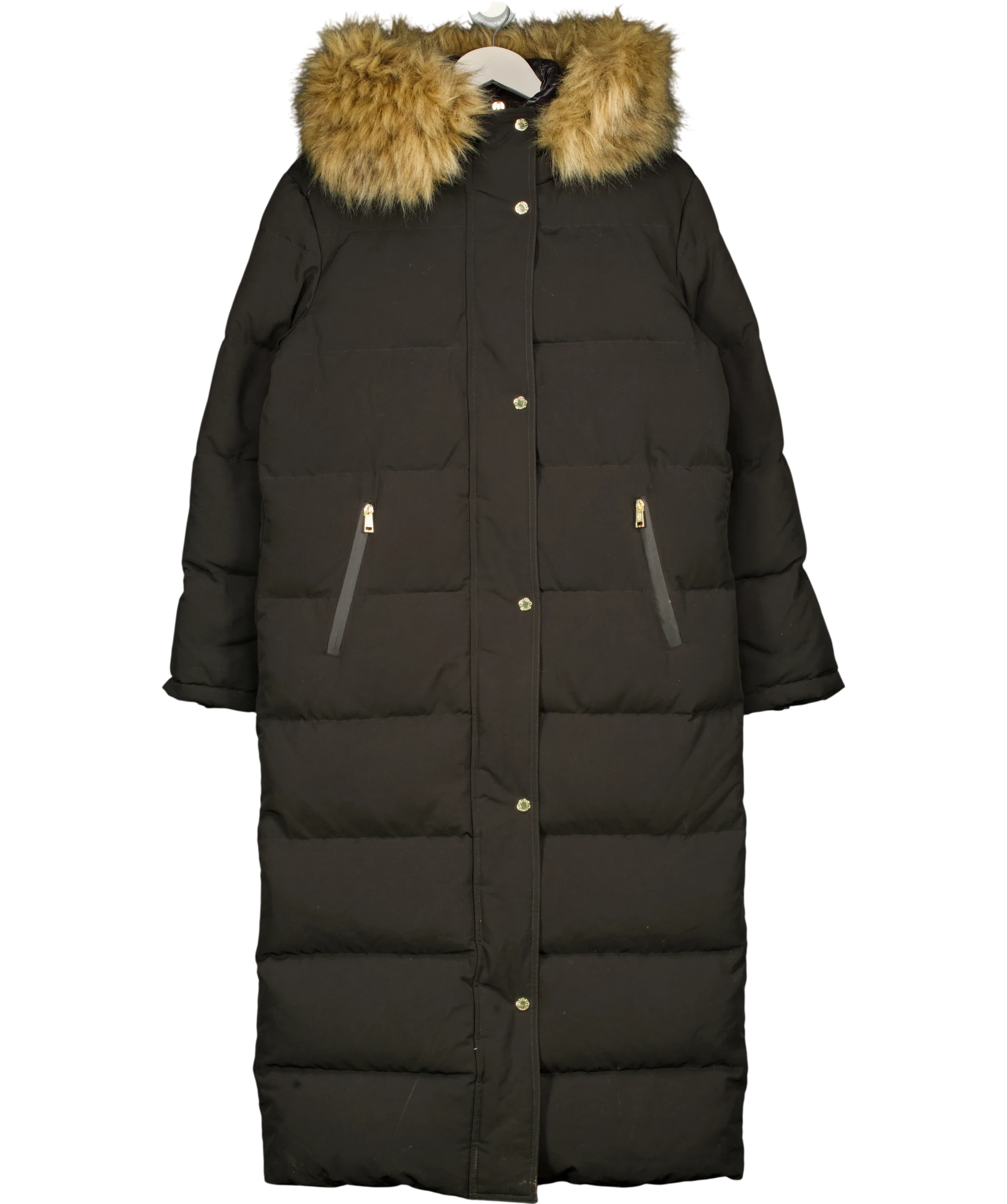 HOLLAND COOPER Black Colorado Down Filled Long Puffer Coat UK S — Front