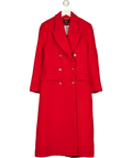 KAREN MILLEN Red Tailored Double Breasted  Wool Blend Coat UK 8 — Front