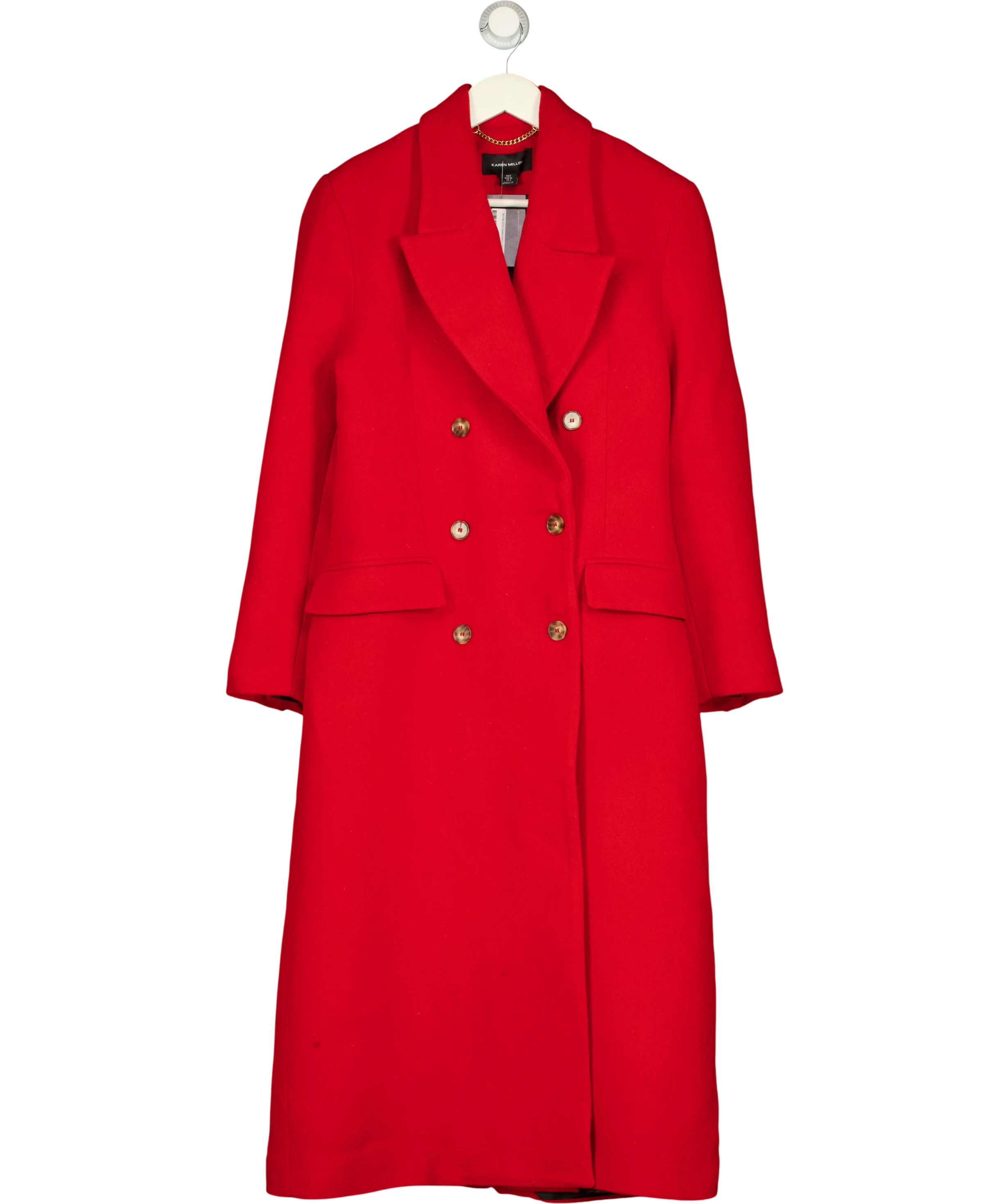 KAREN MILLEN Red Tailored Double Breasted  Wool Blend Coat UK 8 — Front