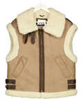 ZARA Faux Shearling Double-faced Gilet Brown UK M — Front