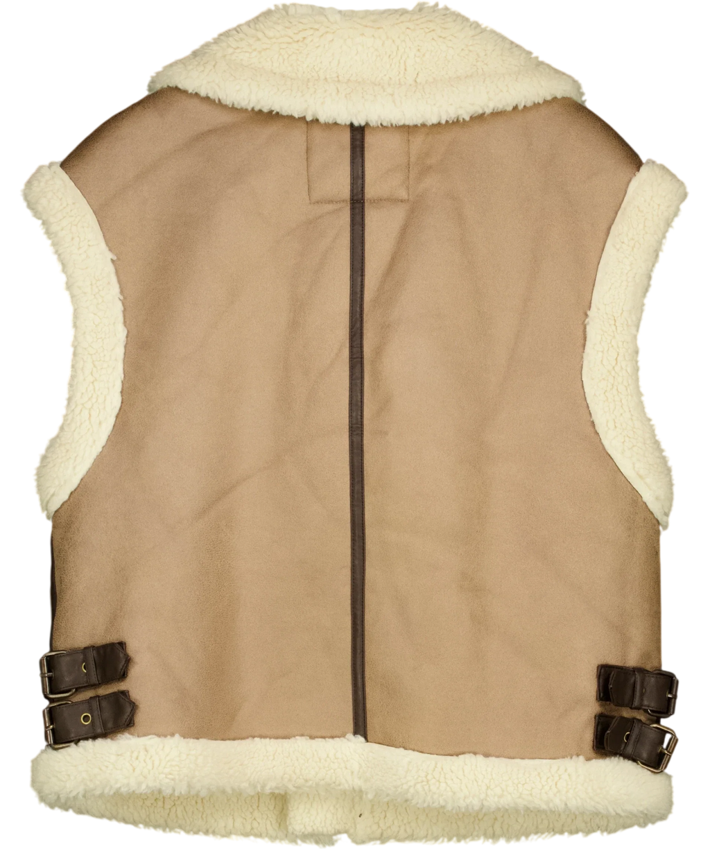 ZARA Faux Shearling Double-faced Gilet Brown UK M — Back
