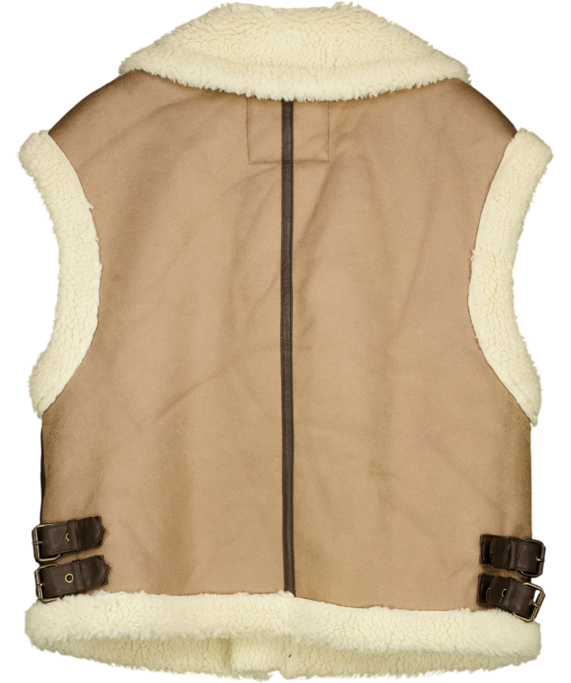 ZARA Faux Shearling Double-faced Gilet Brown UK M — Back