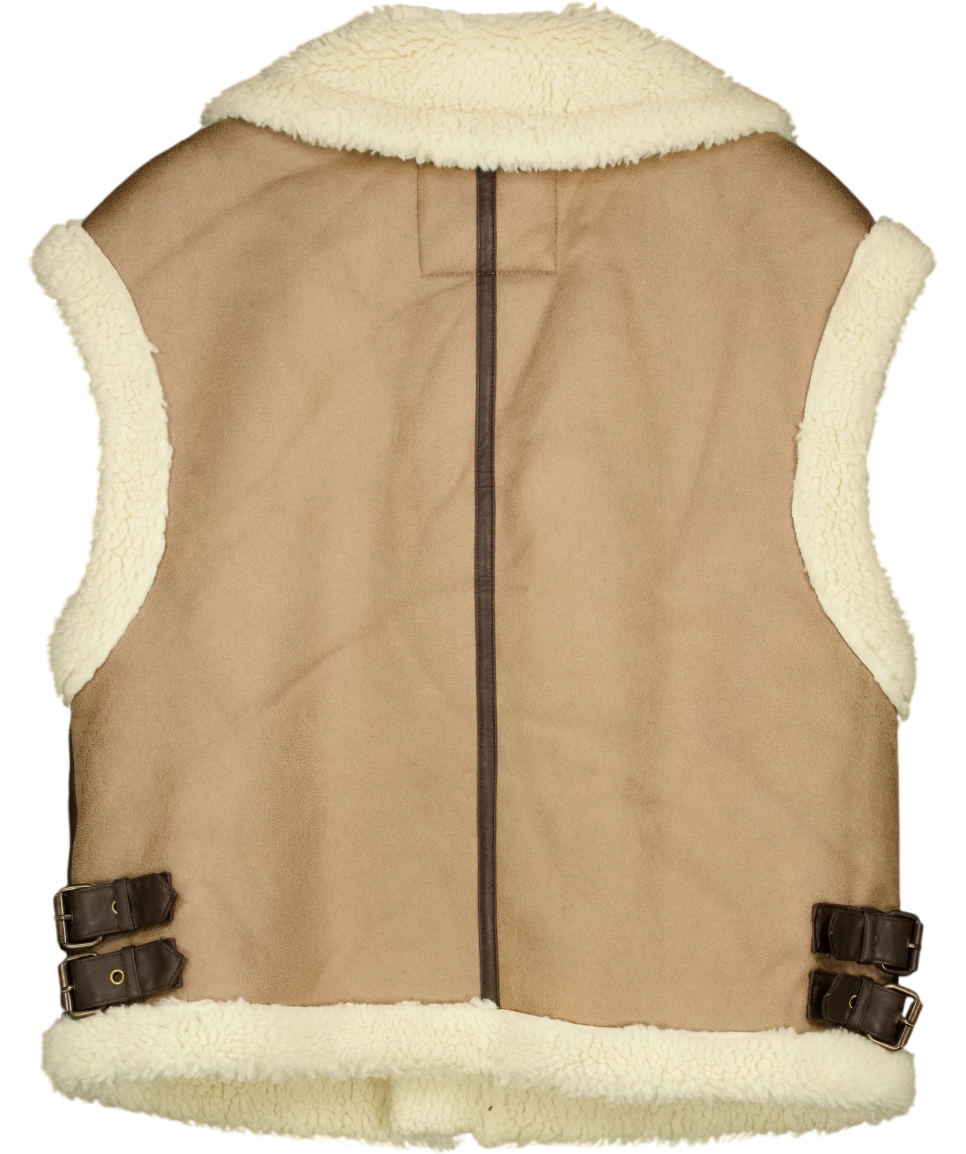 ZARA Faux Shearling Double-faced Gilet Brown UK M — Back