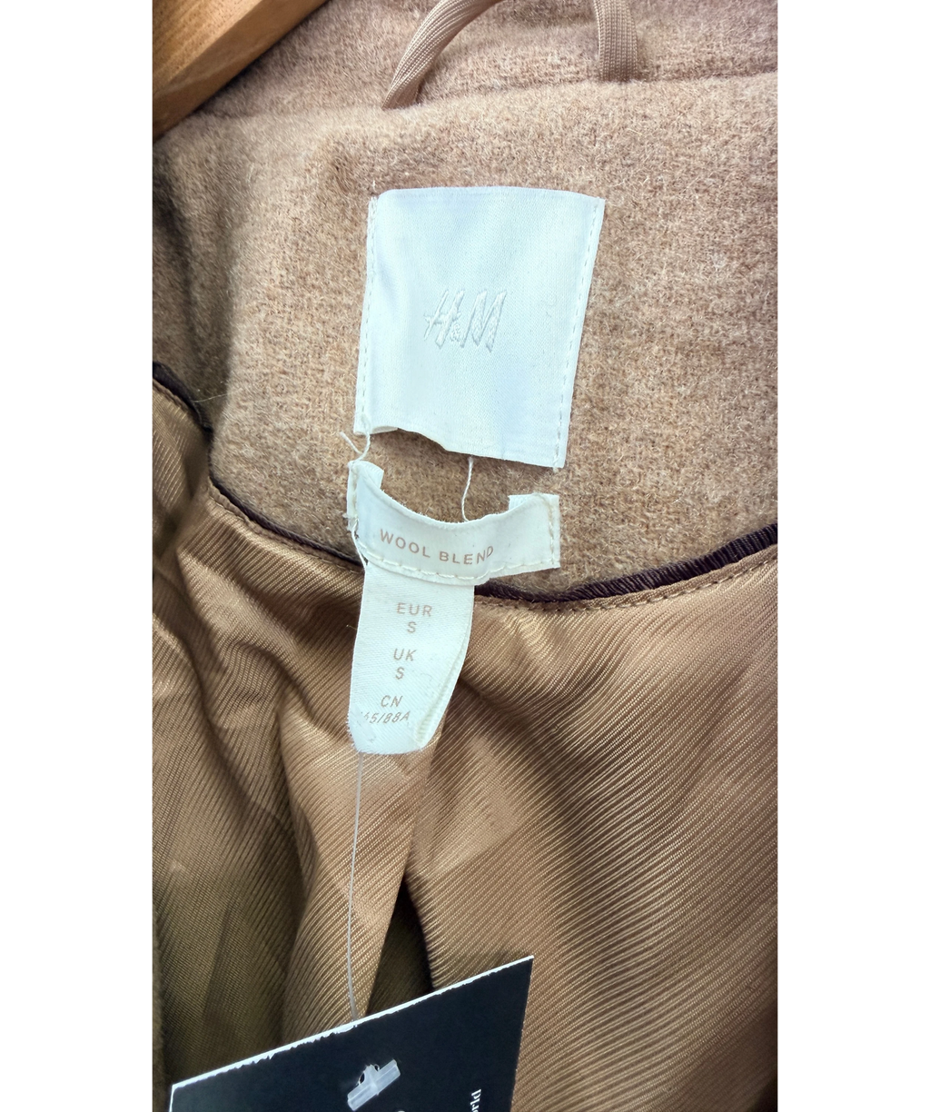 H&M Beige Wool Blend Camel Coat UK S