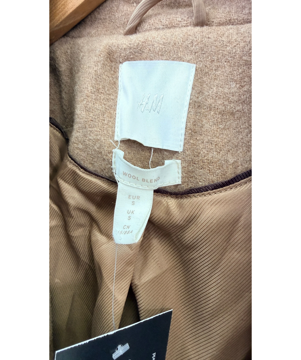 H&M Beige Wool Blend Camel Coat UK S