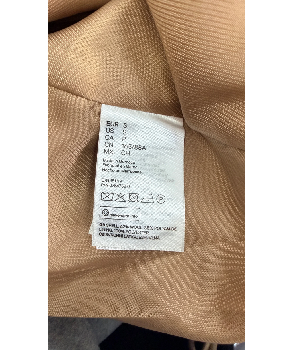 H&M Beige Wool Blend Camel Coat UK S
