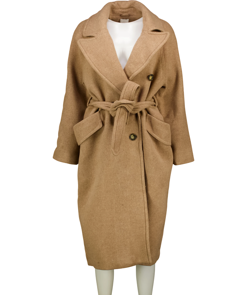H&M Beige Wool Blend Camel Coat UK S